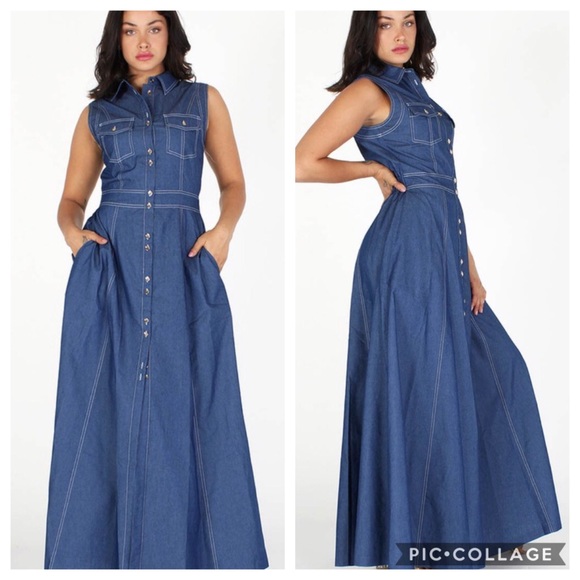 Maxi Denim Dress - Picture 2 of 4